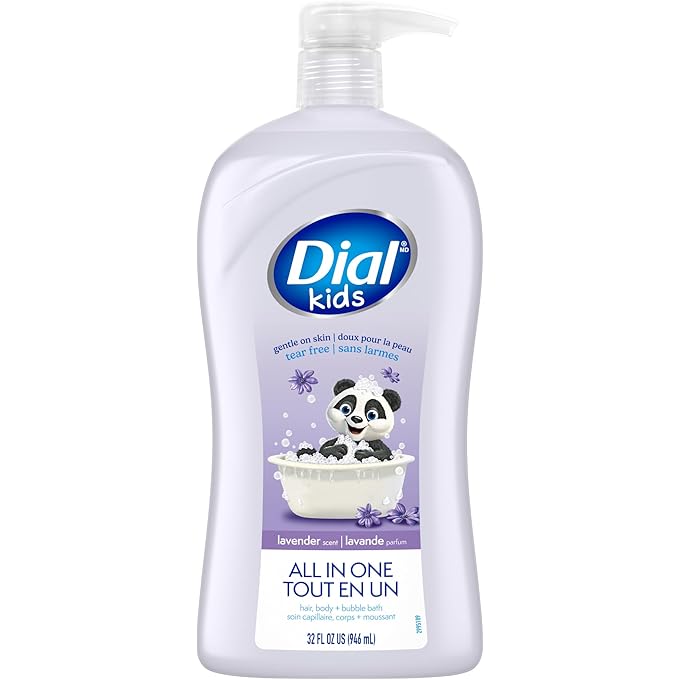Dial Kids بكل شيء في شعر واحد، غسول جسم وحمام فقاعات، خال من الدموع ولطيف على البشرة، رائحة اللافندر، 32 أونصة سائلة